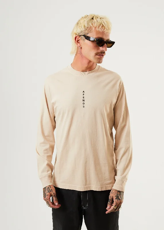 AFENDS Mens Machine - Long Sleeve T-Shirt - Bone