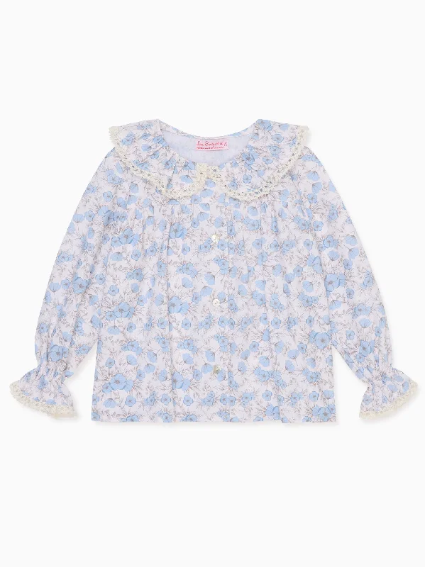 Blue Floral Felicia Long Sleeve Baby Shirt