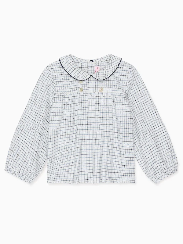 Navy Check Adrian Long Sleeve Baby Shirt