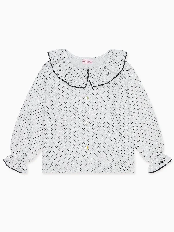 Ivory Polka Dot Lorna Long Sleeve Baby Girl Shirt