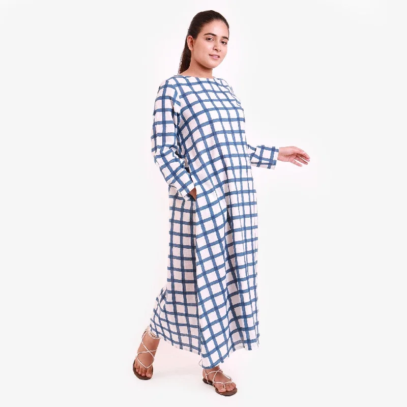 Blue Hand Block Printed Cotton Maxi Dress