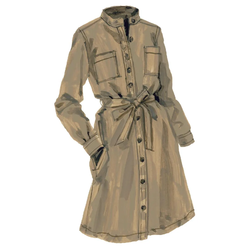 Hedonistic Band Collar Shirtdress