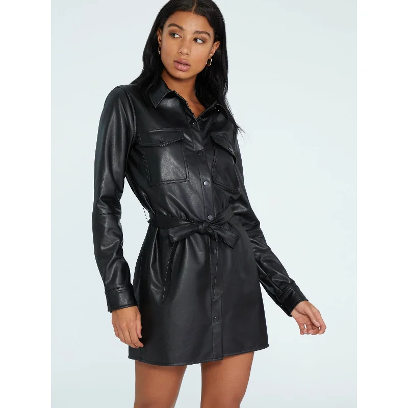 Leather Like Shirt Dress