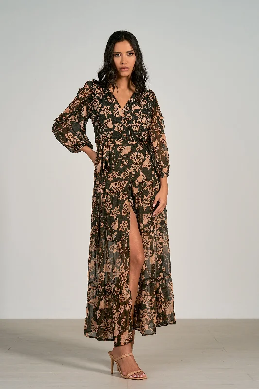 Maxi Long Sleeve Wrap Dress