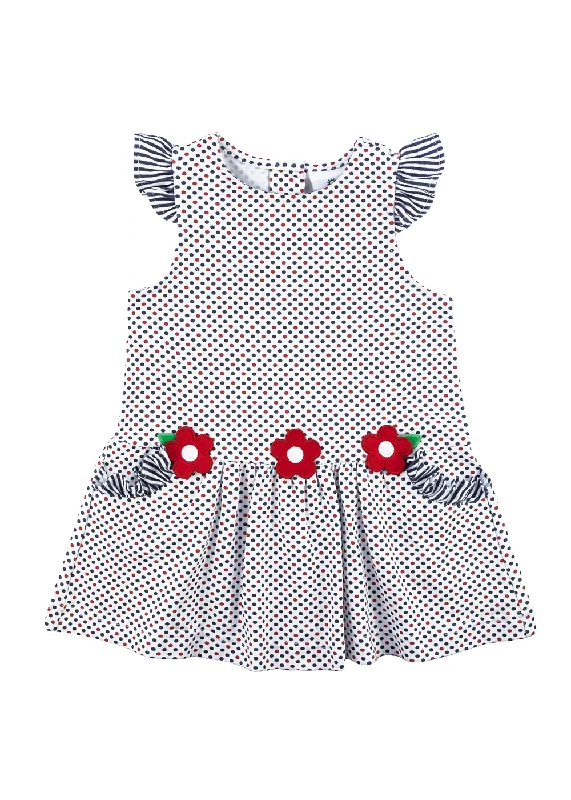 Retro Vibes Dot Knit applique Dress