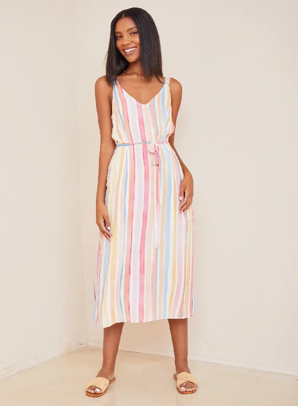 Sleeveless Belted Slip Dress